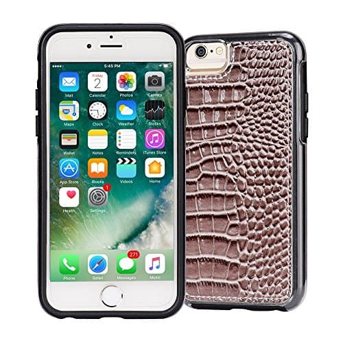 Crocodile iPhone 7 Case, AMMON Crocodile Leather Anti-Scratch Slim Hard Cover Case Protective Back Phone Case for Apple iPhone 7 6s 6 Grey(Grey-4.7")