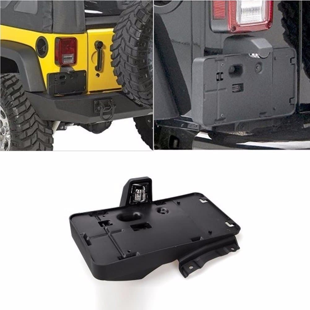 Rear License Plate Holder Plate Frames Bracket Black for 2007-2015 Jeep Wrangler Jk Rubicon Sahara