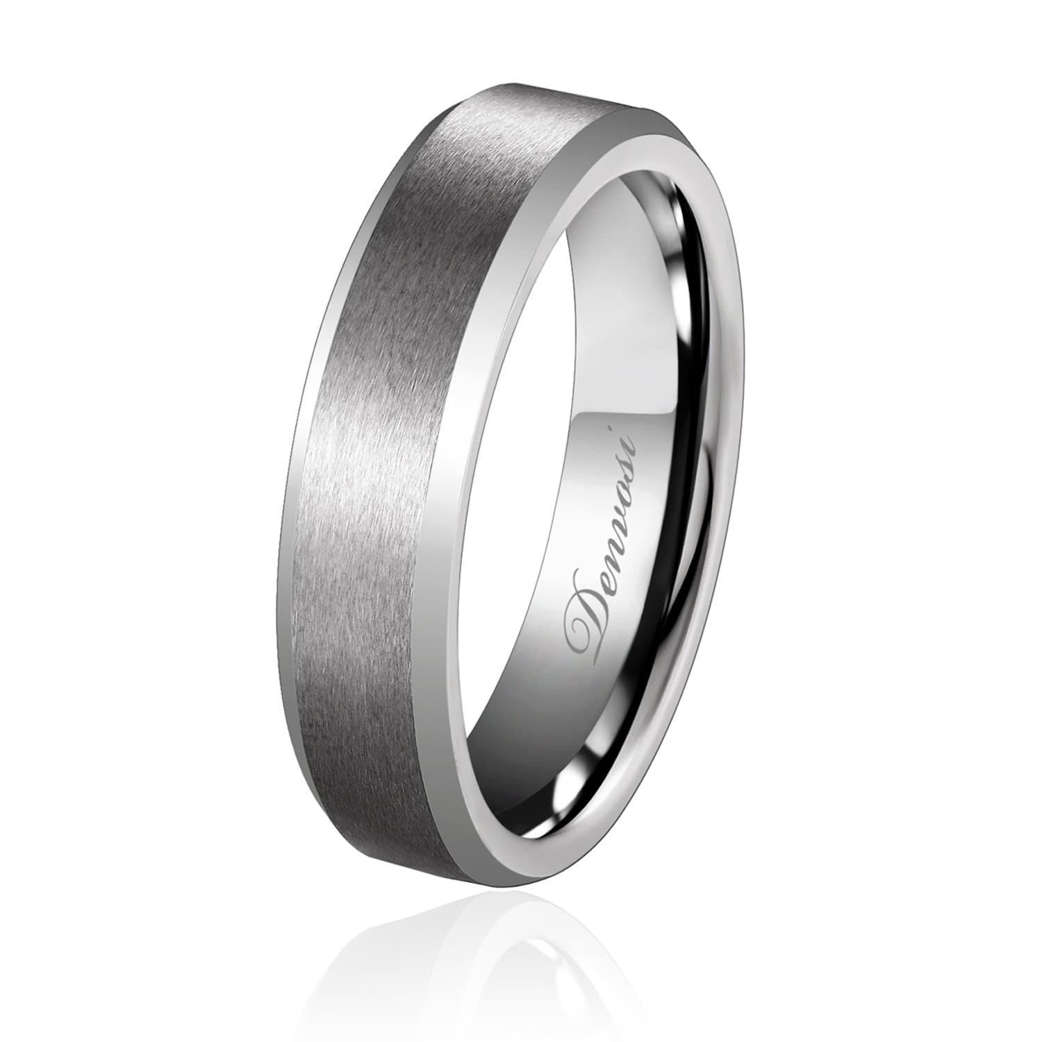 6MM Men Wedding Band Tungsten Ring Matte Brushed Silver Surface High Polished Inner Face Beveled Edges Engagement Anniversary Ring Comfort Fit