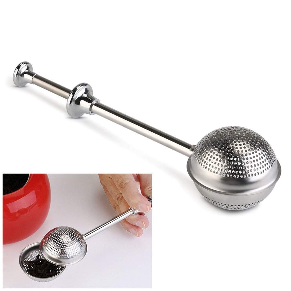 Long-Handled Tea Infuser Strainer Reusable Adjustable Stainless Steel Infuser Bag Teapot Filter Tea Leak Strainer Herb Ball Spoon Tool Mesh