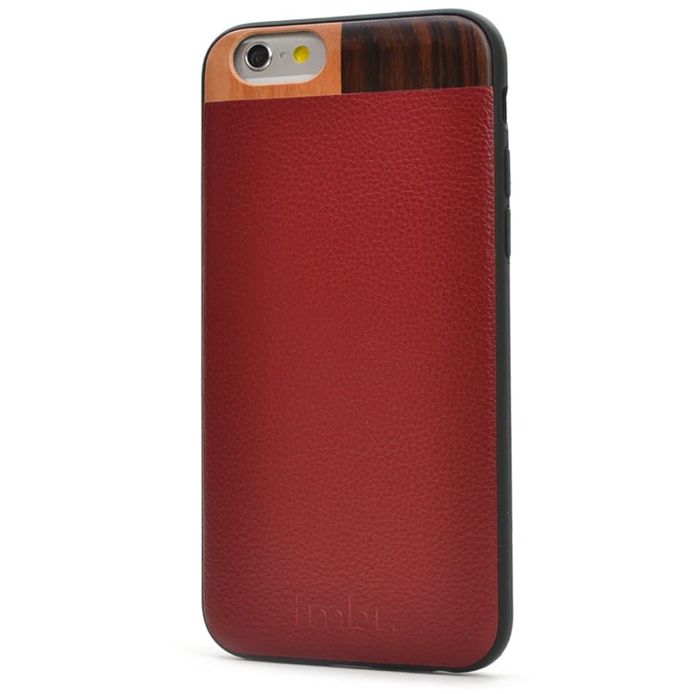 Red Leather & Wood Apple iPhone 6 Plus Case, Tmbr. iPhone 6/6s PLUS 5.5" Leather Case, iPhone 6 Plus 5.5" Case Wood & Leather