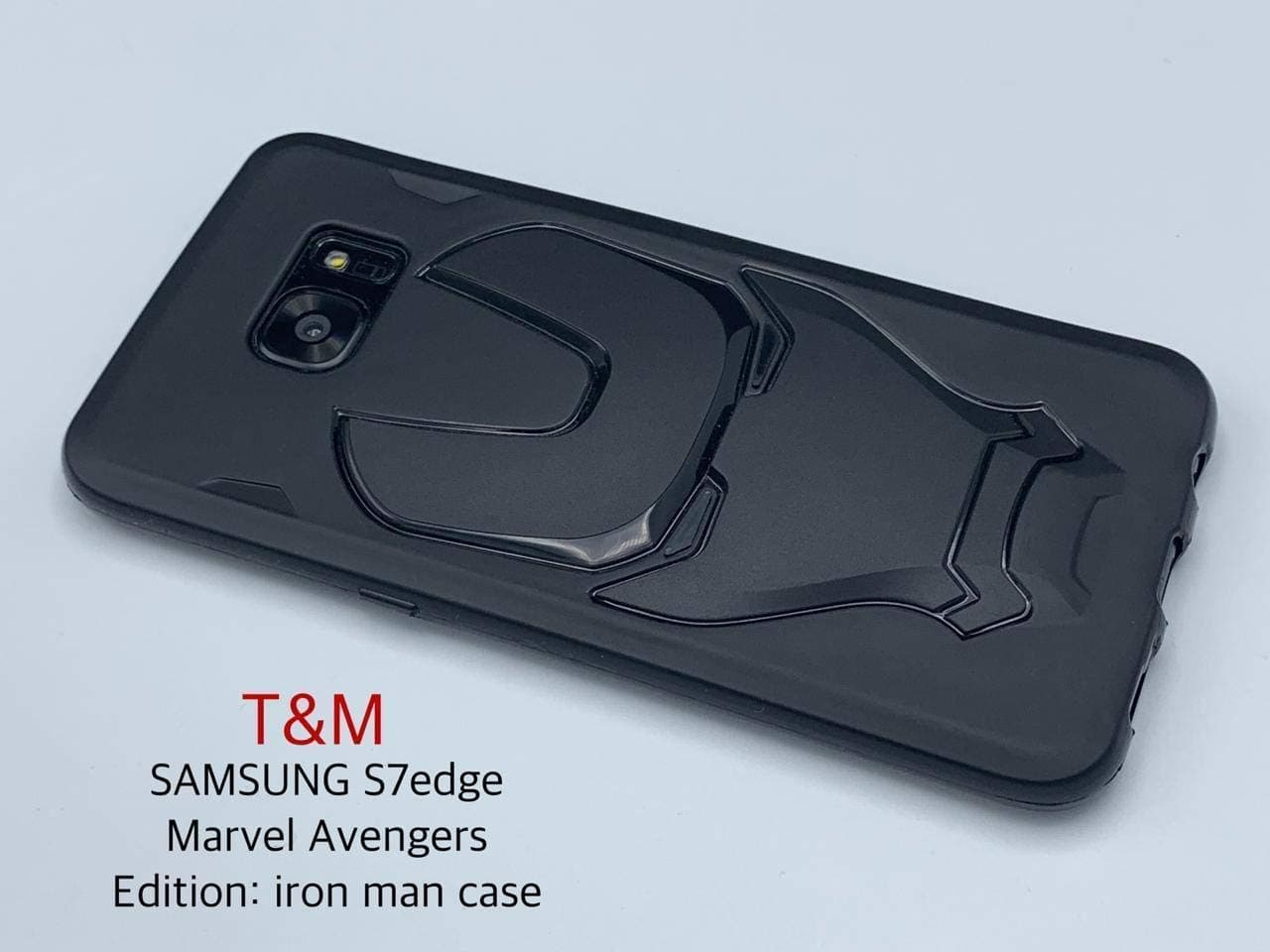 JT Soft Silicone Rubberized Coating Full Protection Marvel Avengers Iron Man Back Case Cover for Samsung Galaxy S7 Edge (Black)