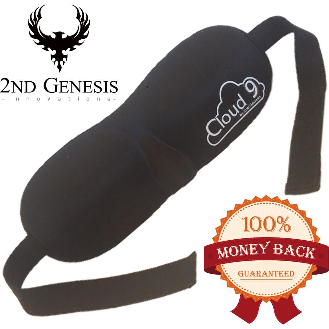 Cloud 9 Sleep Mask - Comfortable Form Fitting Memory Foam Eye Covers by 2nd Genesis. Includes Ear Plugs, Case, Carry Pouch, eBook and relaxing mp3. Great Bedtime, Daytime and Travel Sleeping Mask. 100% No-Risk You’re Going to Love it Guarantee!