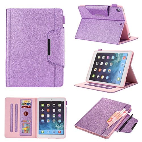 iPad 9.7 Inch 2018 2017/iPad Air 2/iPad Air PU Leather Case- Anvas [Large Pocket] Stand Shell Multi-View Cover,Auto Wake/Sleep for Apple iPad 6th/5th Gen, iPad Air 1 2,Purple