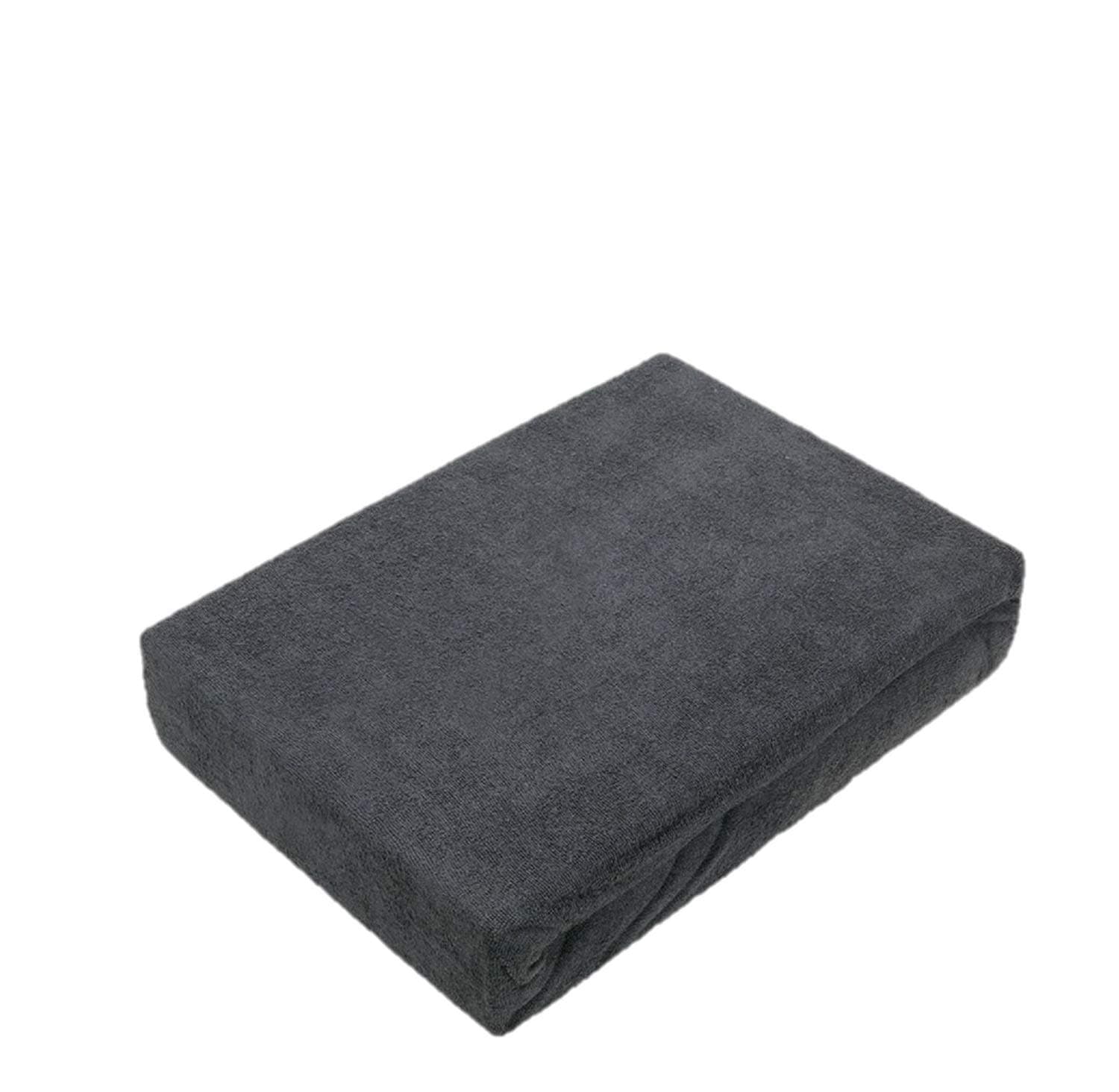 Terry fitted sheet with all-round elasticated hem, Terrycloth, charcoal, 140 - 160 x 200 cm