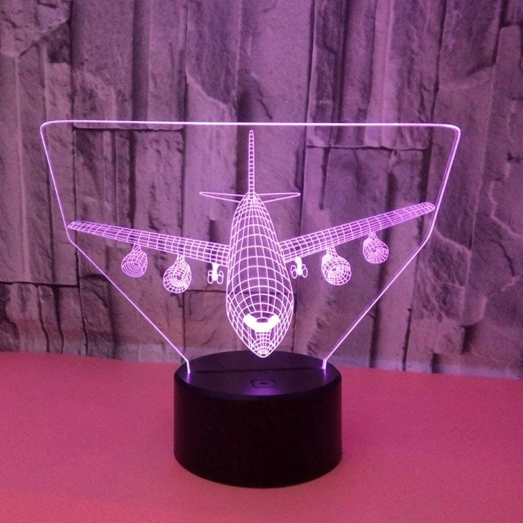 Touch Lamp Creative Molangfushi Creative Aircraft 3D Night Light 3D Visual Stereo Small Table Lamp Night Light (Size : Telecontrol Touch) Learn Eye Protection Lamp (Color : Touch)