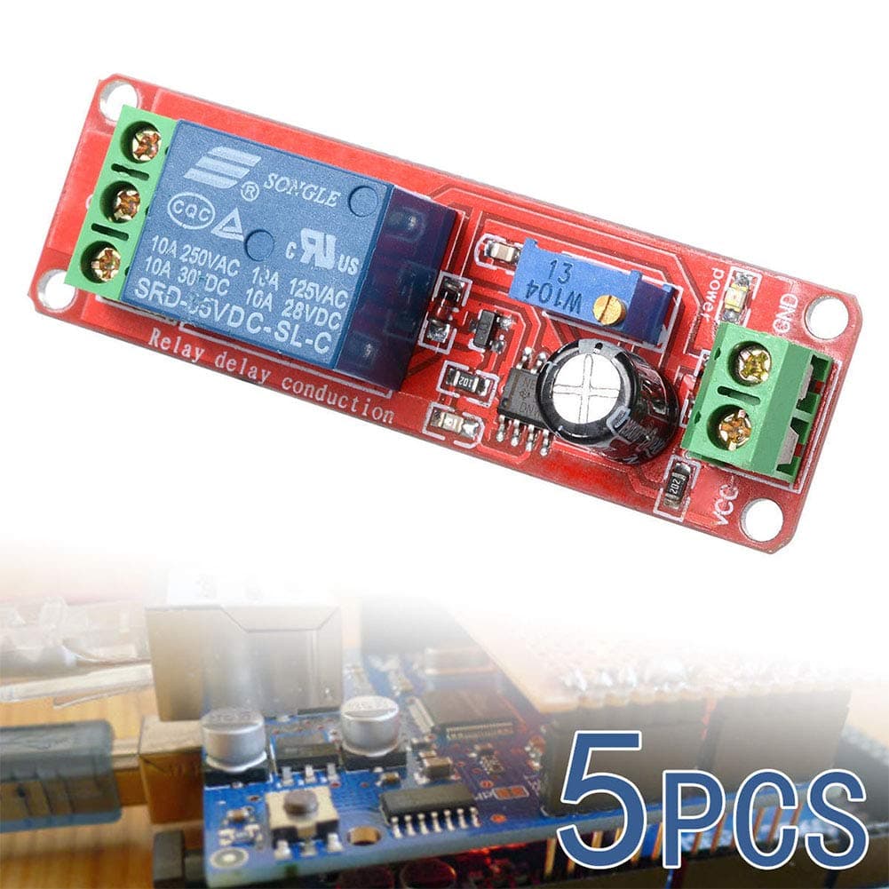 Redcolourful 5PCS DC 12V Delay Timer Switching Adjustable Module 0-10 Seconds 555 2200W