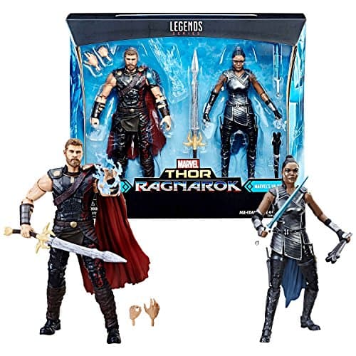 Marvel Legends Year 2017 Thor Ragnarok Series 2 Pack 6 Inch Tall Figure - Thor with Extra Hands, Energy Spark and Sword Plus Valkyrie with Sword and Sheath