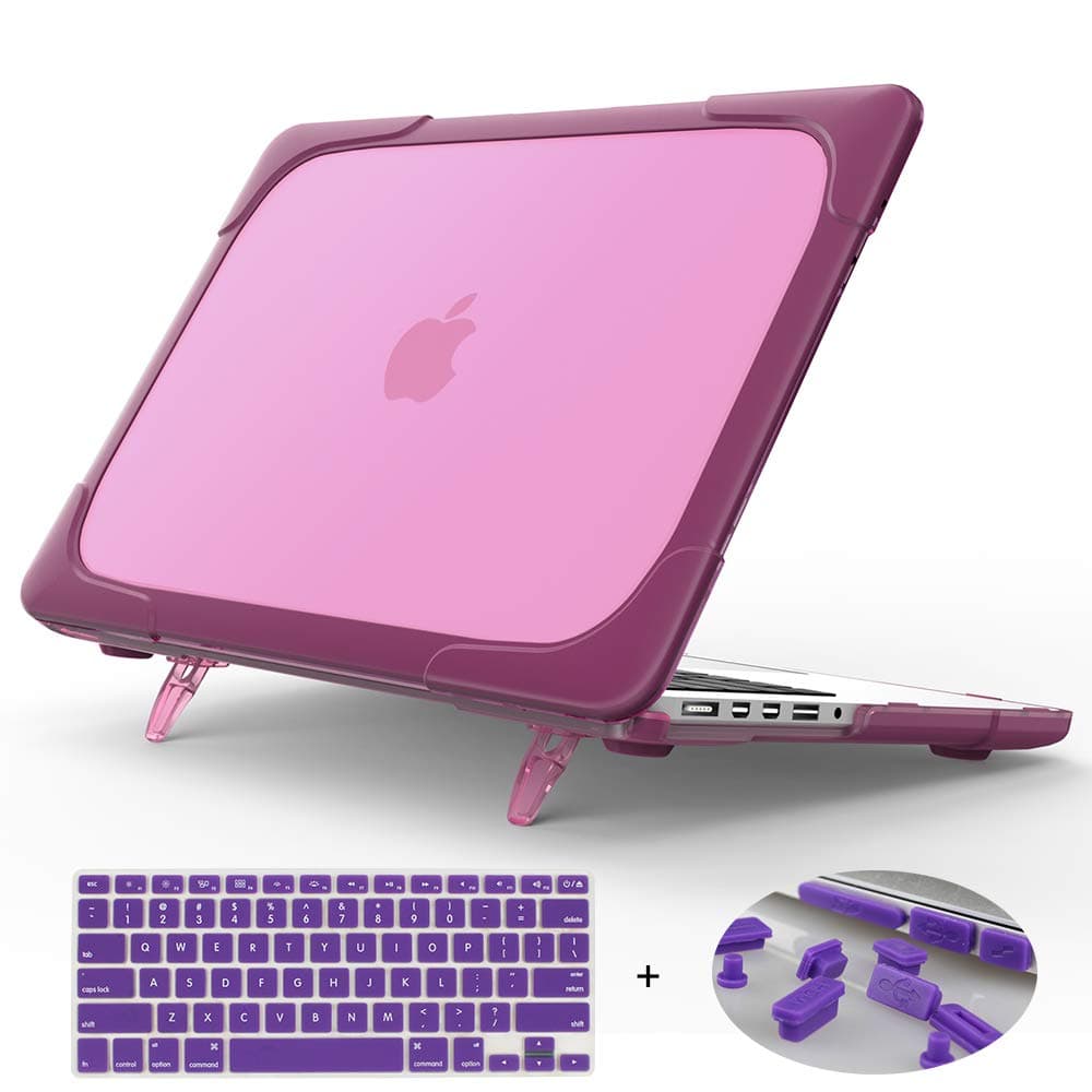 Mektron for MacBook 12 Inch Case,[Heavy Duty] [Dual Layer] Plastic Hard Case Cove with Foldable Kickstand Compatible Retina 12 inch A1534 (Purple)