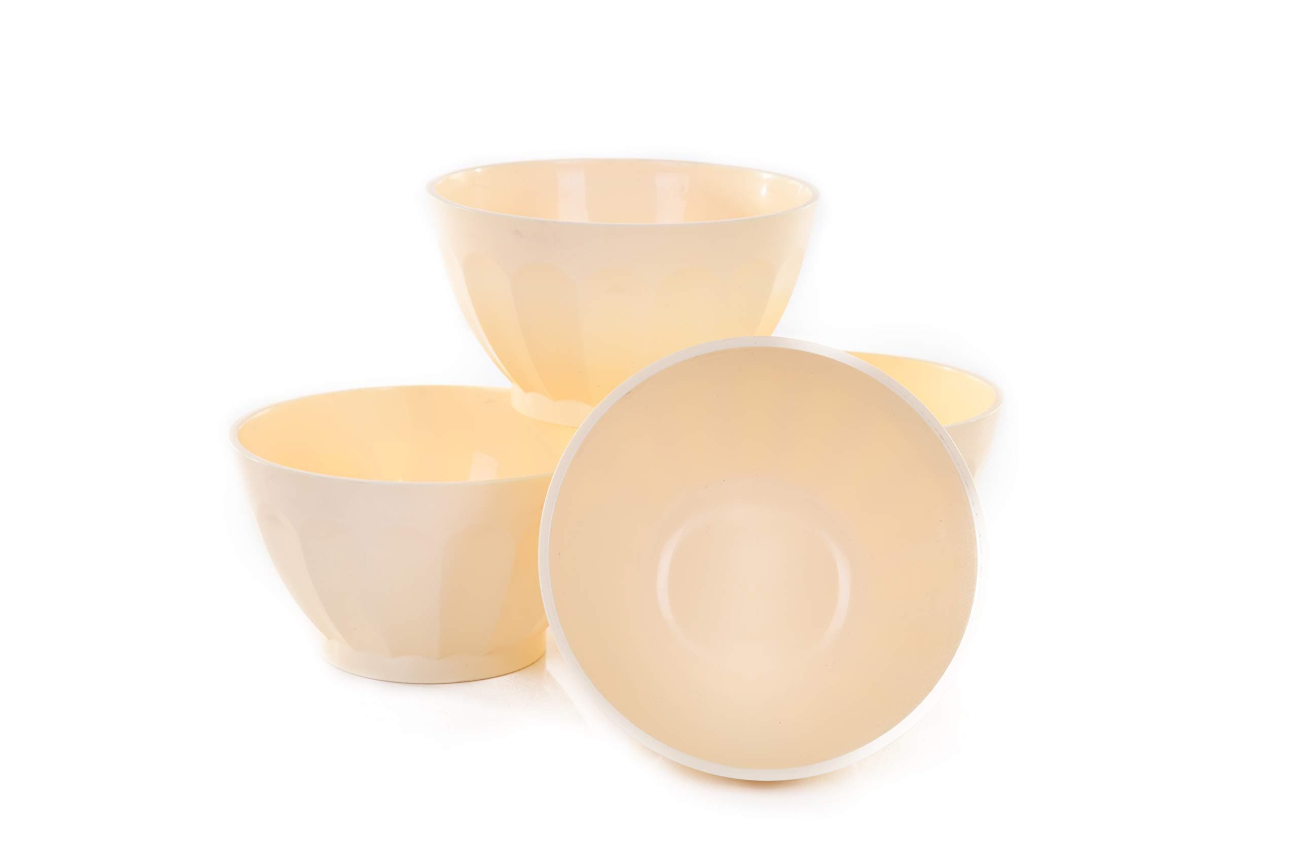 Mintra Unbreakable Plastic Bowl, CREAM 4pk - Medium, 750ml, 25oz, 5.5inW x 3inH - (Part Of A Set) - Salad, Snacks, Breakfast Cereal, Fruit, Popcorn, Soup, Colorful, Shatterproof, BPA Free
