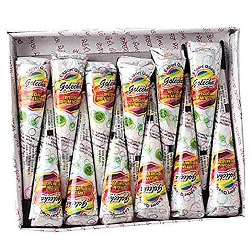 India Painting Tattoo Paste Cone,12 tube White Paste Cone Temporary Tattoo Kit Indian Body Art Painting Drawing with free Stencil for Art Drawing DIY.(12 Packs)