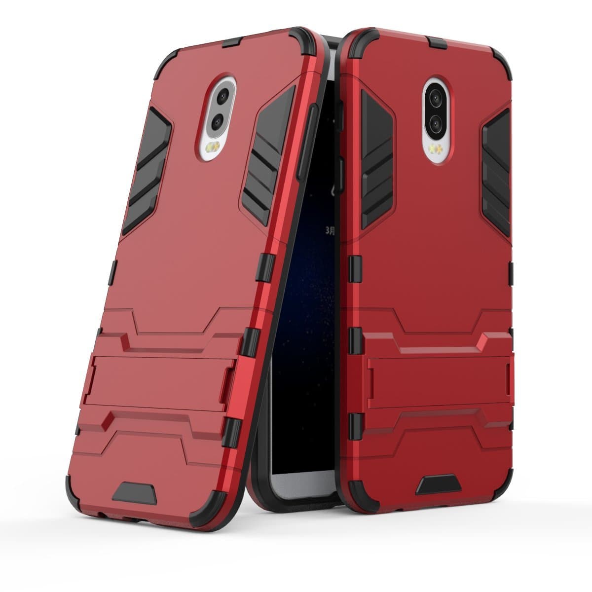 Samsung Galaxy C8 Case, SsHhUu Shock Proof Cover Dual Layer Hybrid Armor Combo Protective Hard Case with Kickstand for Samsung Galaxy C8 2017 (5.5") Red
