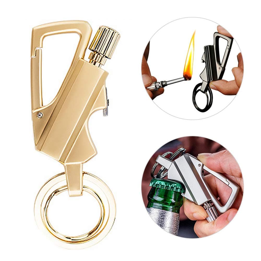 SYLE keychain flint fire starter,Multitool Keychain, Emergency Survival Gear with Flint Metal Matchstick Fire Starter,Best Gift Ideas and Emergency Survival Gear (Golden)
