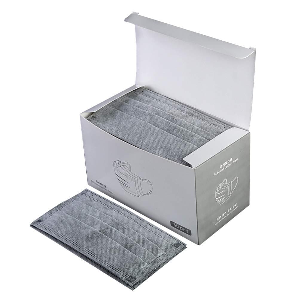 50 Pack Surgical Disposable Face Masks with Elastic Ear Loop, 4 Ply Breathable and Comfortable for Blocking Dust Air Pollution Flu Protection (Grey)