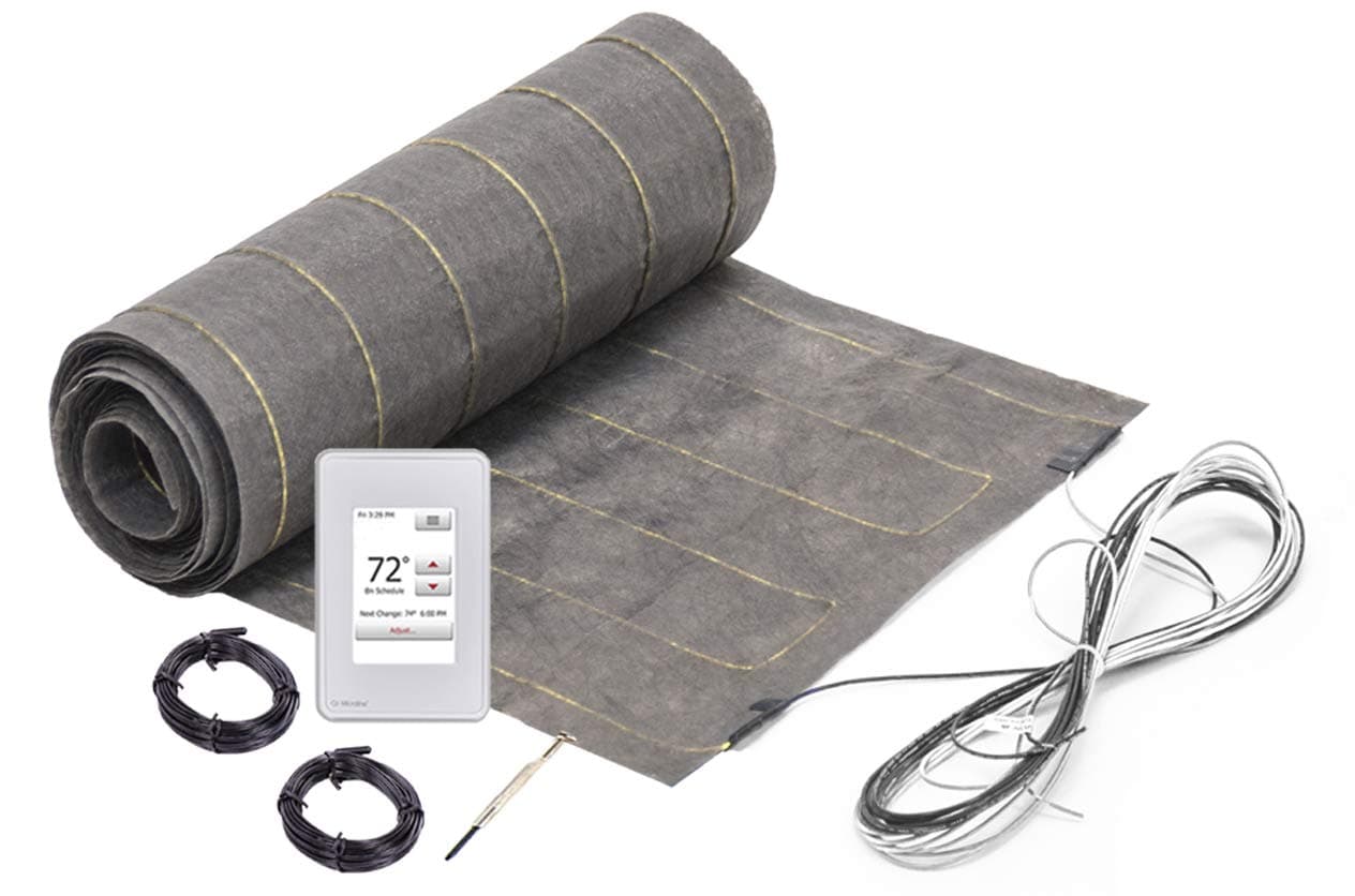 3 sq. ft. WarmStep Wood Floor Heating Kit: (1) 1.5x6 ft. mat, (1) UDG4-4999 programmable Thermostat, (1) Backup Floor Sensor