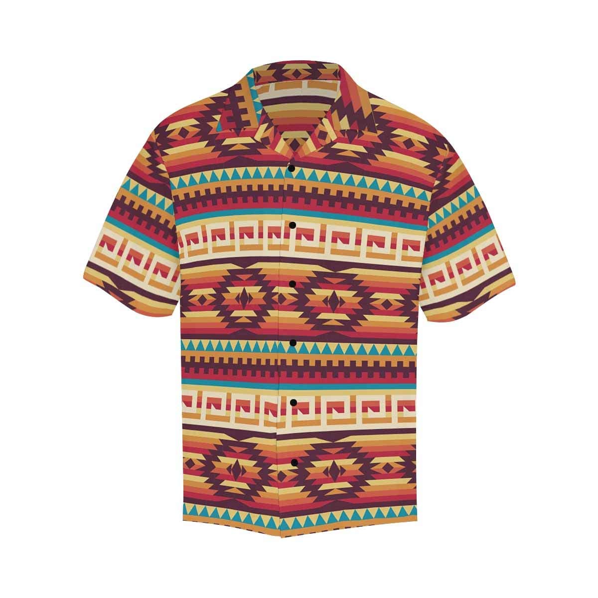 INTERESTPRINT Men Button Up Aztec Ethnic Short Sleeve Print Button Up Shirts