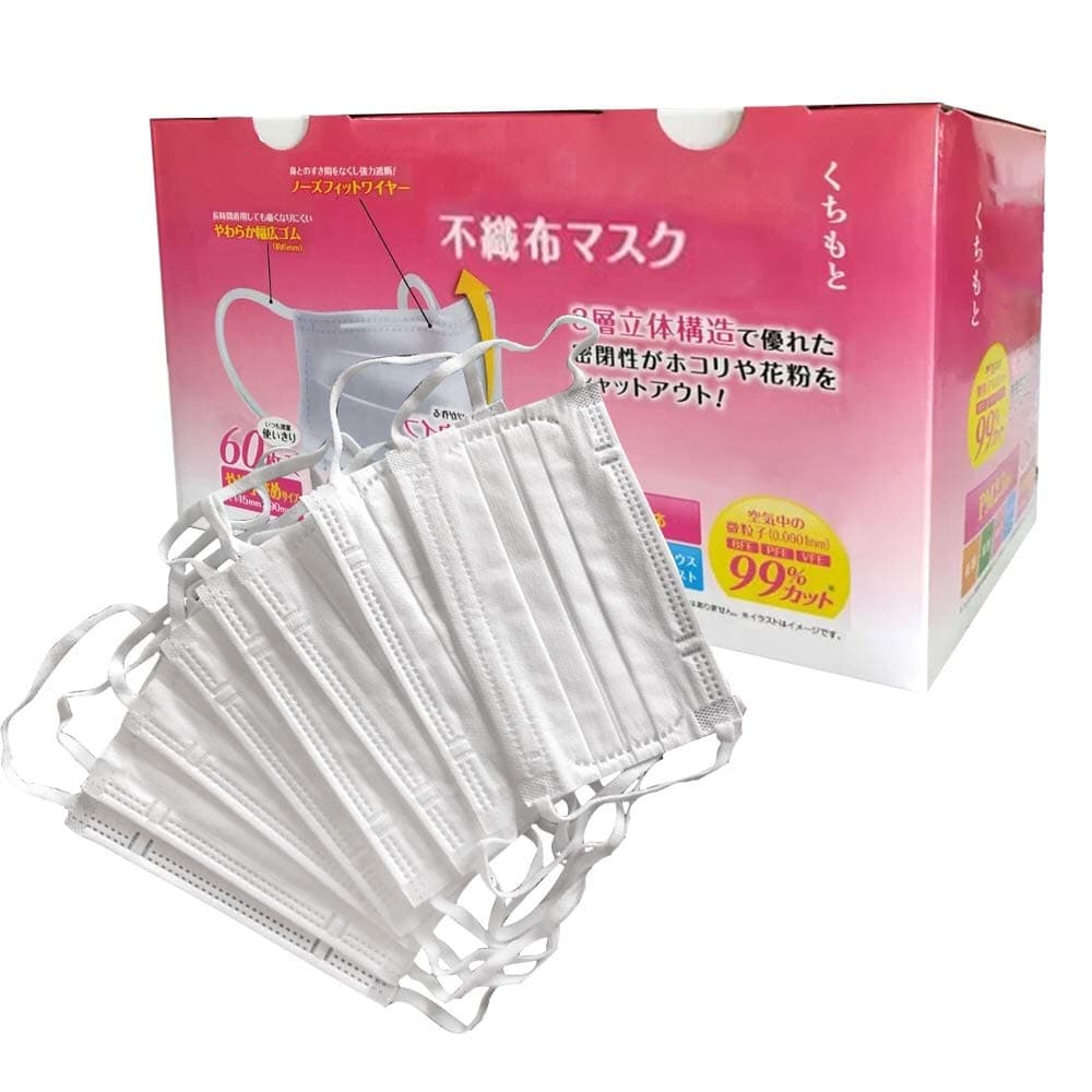 HEFUTE 60 PCS Disposable 3 Layer Face Mask 99% Filtration Earloop Mouth Cover Anti Dust Breathable Comfortable Mask for Dust Protection (Lady & Children 5.7" x 3.54"/14.5cmx9cm)