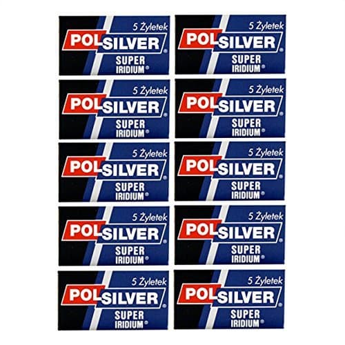 Super Iridium Double Edge Razor Blades 50 Pack 50 by Polsilver by Polsilver