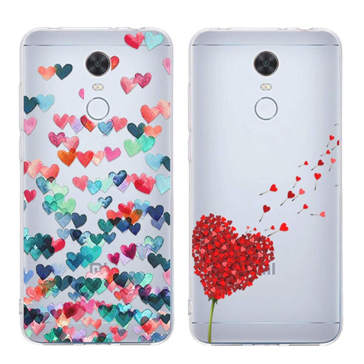 KZIOACSH Xiaomi Redmi 5 Plus Case,[2-Pack], Slim Design Transparent Love Heart Printed Case,TPU Back Protective Cover for Xiaomi Redmi 5 Plus