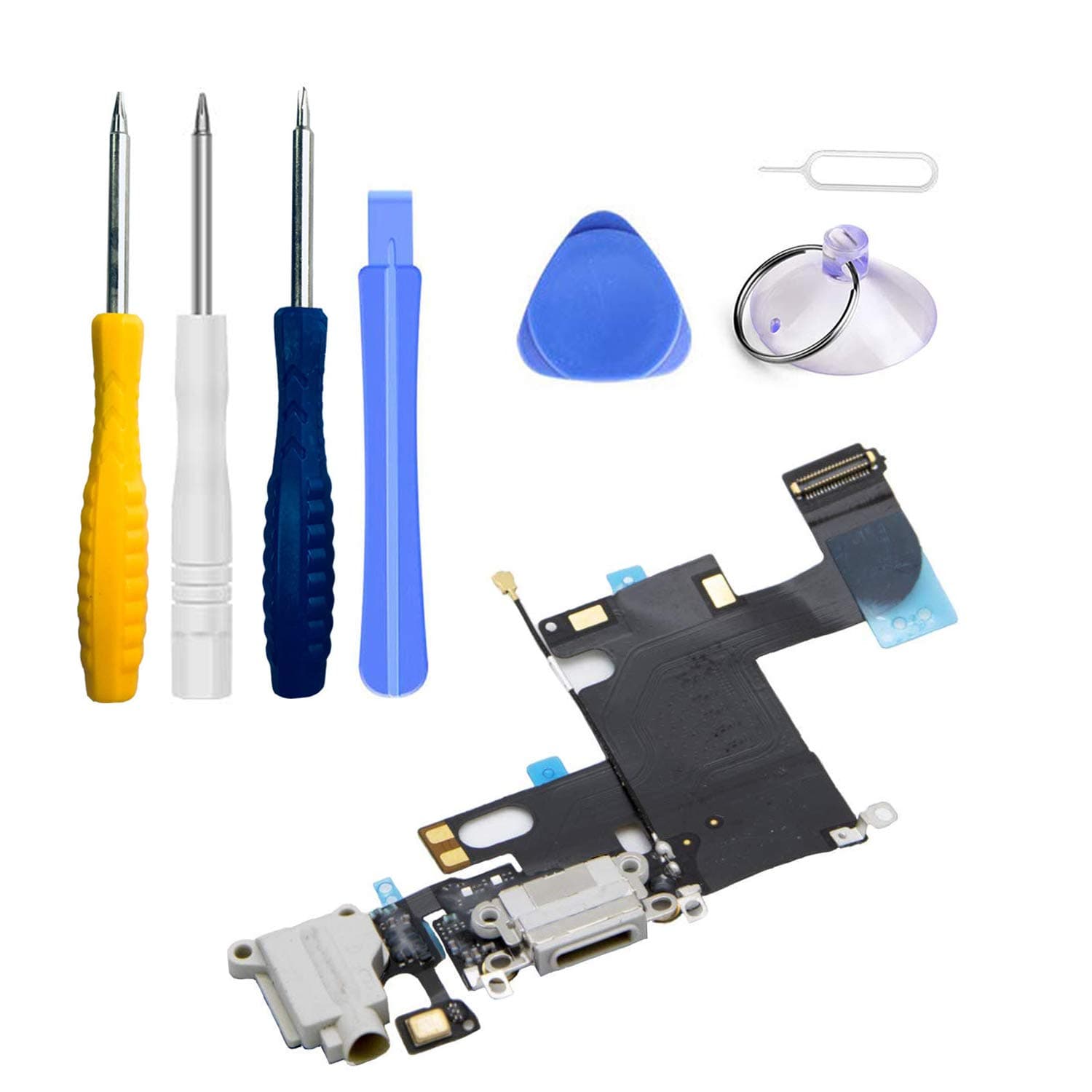 LTZGO Connector Dock Compatible with iPhone 6 White Charging Port Replacement Charging Port USB Charging Port, Flexible Cable, Microphone, Audio Connector, Antenna, Incl.Tools