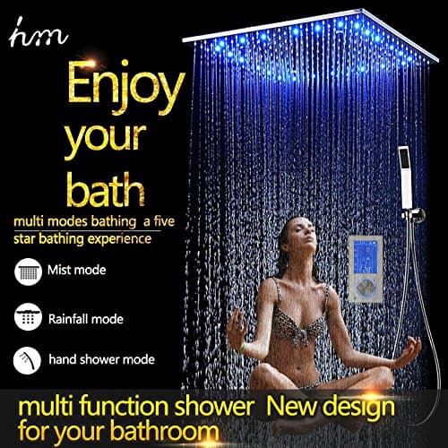 BL- 3Jets LED Intelligent Digital Display Rain Shower Set with 20" SPA Mist Rainfall Thermostat Touch Panel Mixer