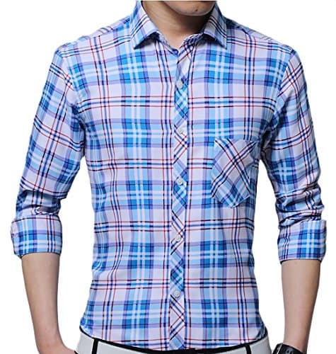 Generic Mens Regular Fit Essential Check Long Sleeve Shirt 1 M