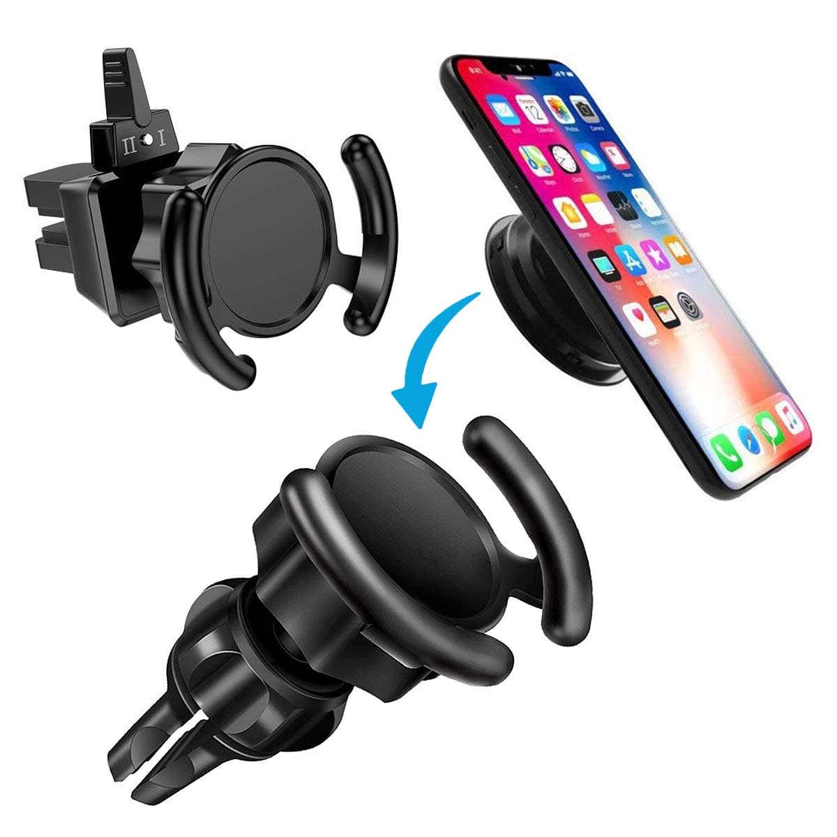 Car Phone Mount 2 Pack Compatible Air Vent Clip Stand for Phone 360° Rotation Expanding Stand Grip Holder GPS Navigation