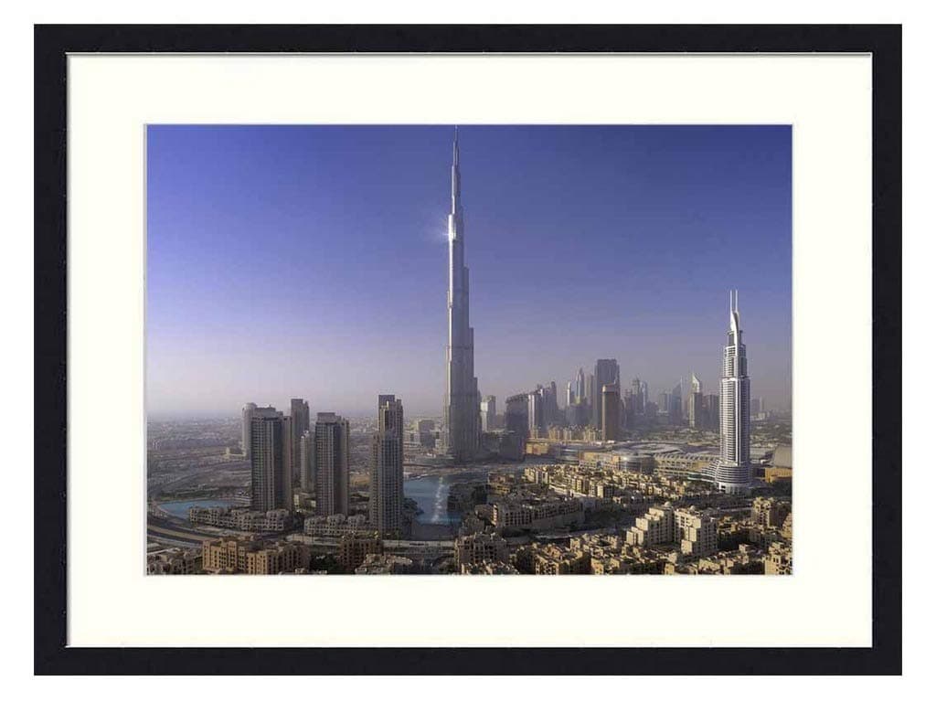 Asommet Burj Khalifa in Dubai - Solid Wood Framed Wall Art Print Picture Home Decor (20x14 inches)