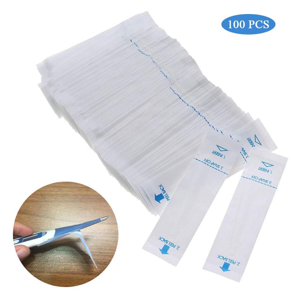 100Pcs Digital Thermometer Probe Covers 8.8x2.5cm, Disposable Universal Electronic Thermometer Cover, Safe Thermometers Sleeve Prevent Cross-Contamination