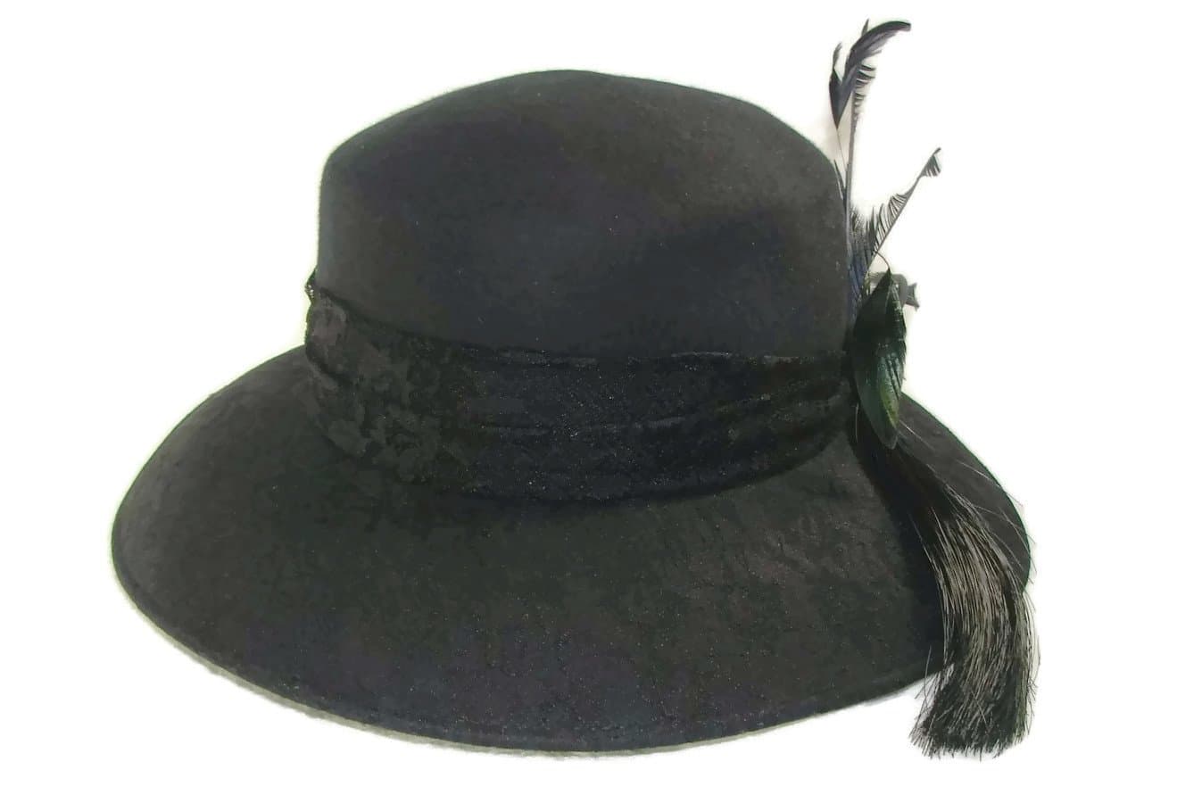 August Hat Fine Millinery Collection Wool Lacy Luxury Range Black One Size