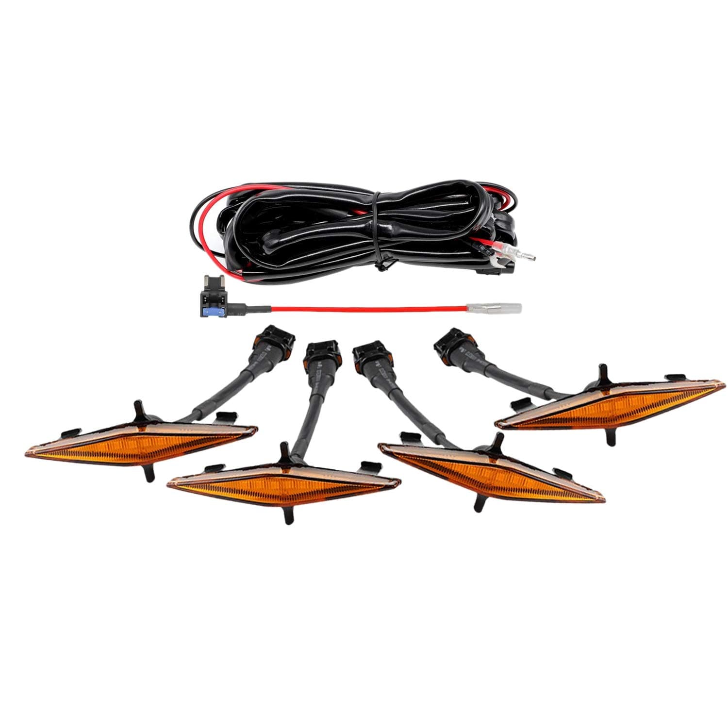 Beauneo 4 PCS Led Amber Lights for 4Runner TRD Pro 2014-2019 Grille, Including SR5, TRD Off-Road, Limited, TRD Pro Amber Shell