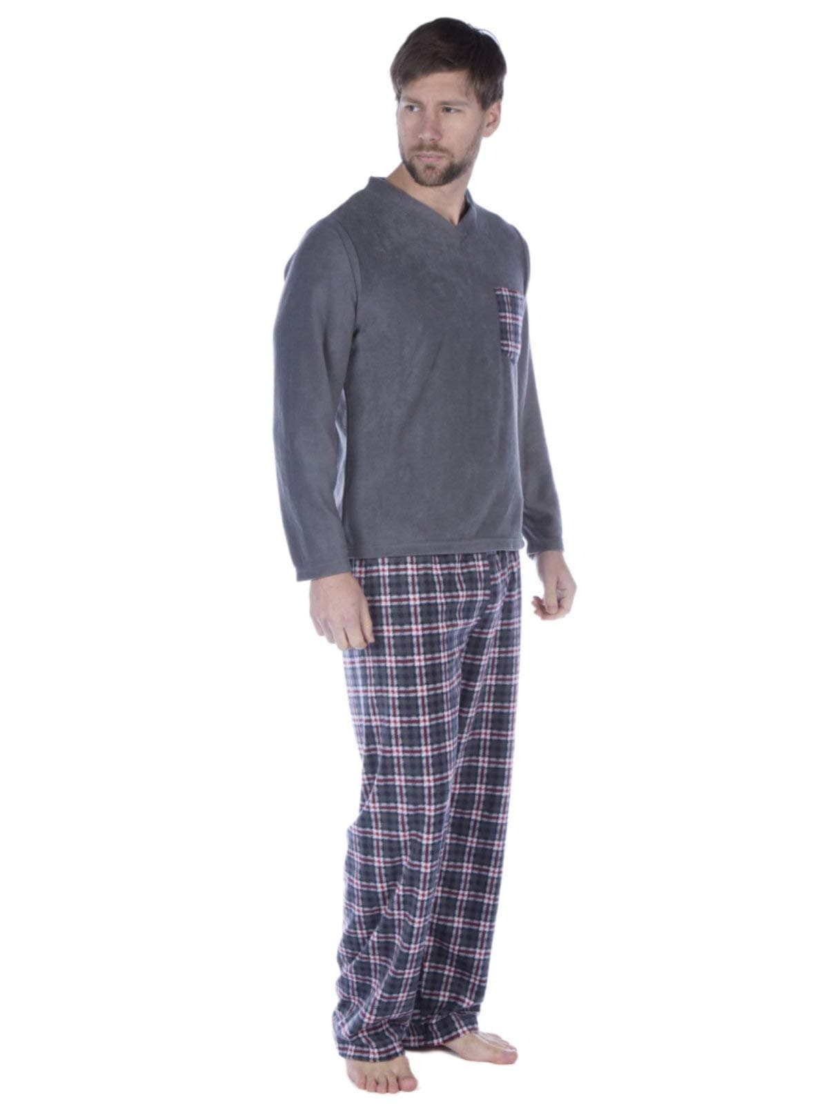 Mens Thermal Fleece Check Pyjamas