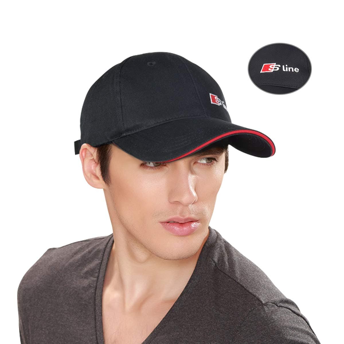KRADA Car Logo Adjustable Baseball Cap for Audi Sline Men Women Travel Golf Cap Racing Motor Hat