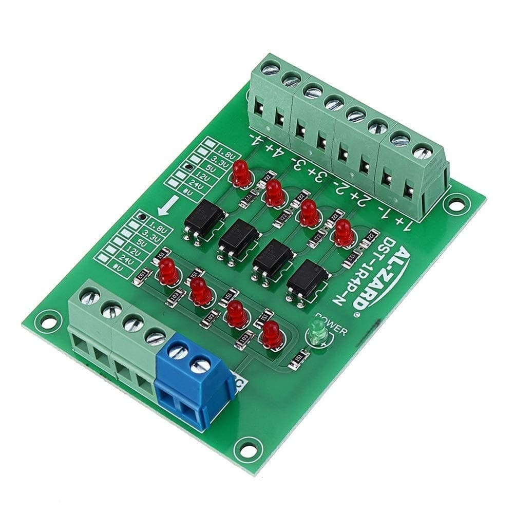 Lesley Morrispanglu Module Adapter Board 5pcs 12V To 3.3V 4 Channel Isolation Optocoupler Board Isolated Module PNP Output PLC Signal Voltage Level Converter