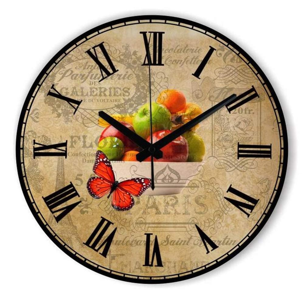 guyuell Kitchen Clock Withe Waterproof Clock Fruits Wall Decoration Clock Dining Hall Fashion Home Wall Clock