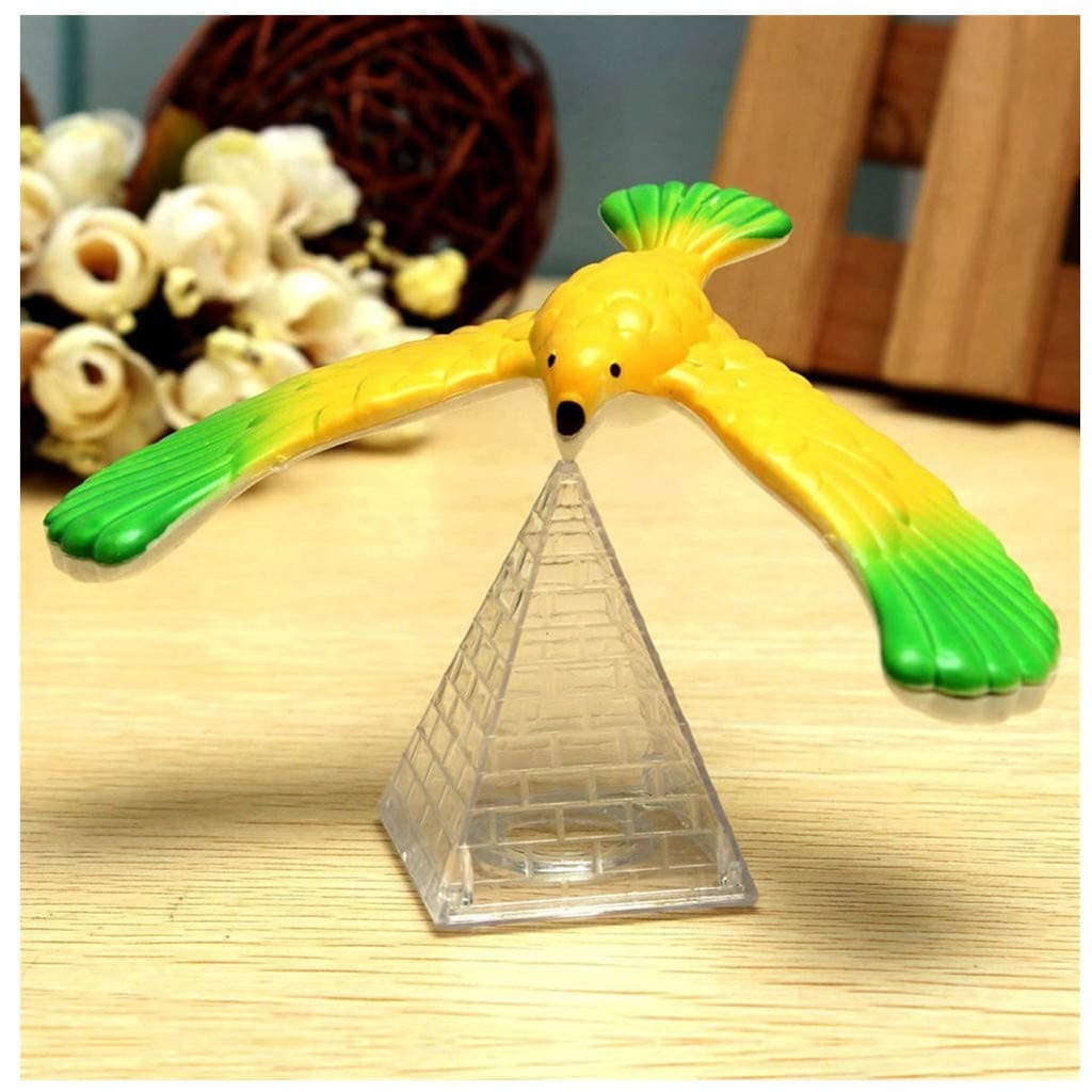 Wenini Balancing Eagle Toy - Amazing Balancing Eagle with Pyramid Stand Magic Bird Desk Toy Fun Learn Kids' Gift (Multicolor)