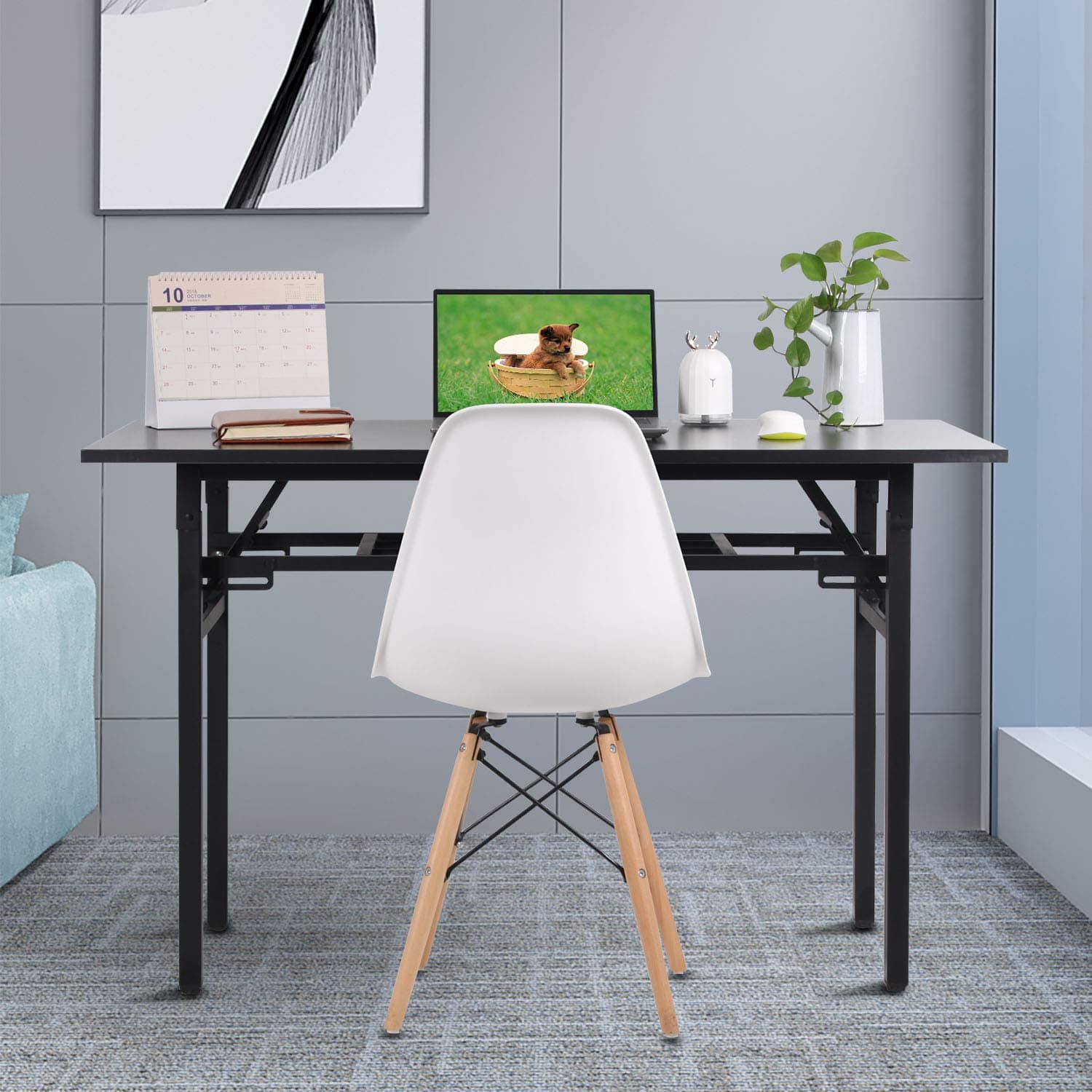 jeffordoutlet Computer Desk, Corner White Writing, Working Desk with Charge Port for Office, Home Workstation