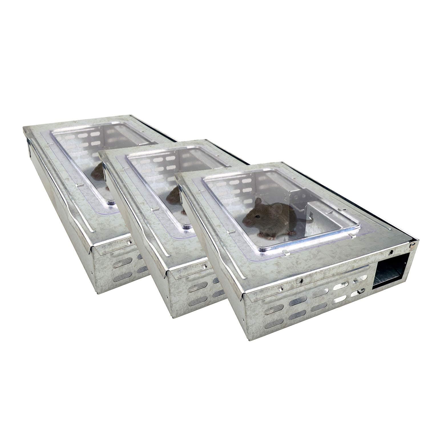 3x Mouse Trap Resueable Multi Catch Humane Metal Trap Alive Catch Mice Catcher pet control