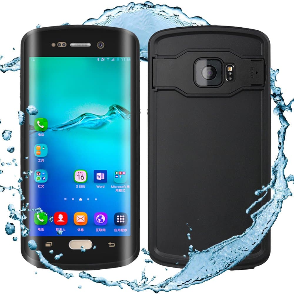 Samsung Galaxy S6 Edge Plus Waterproof Case, eFond Edge Touch Screen, Built-in Earphone and Charging Ports with Fingerprint Identification Protective Phone Cases [Black]