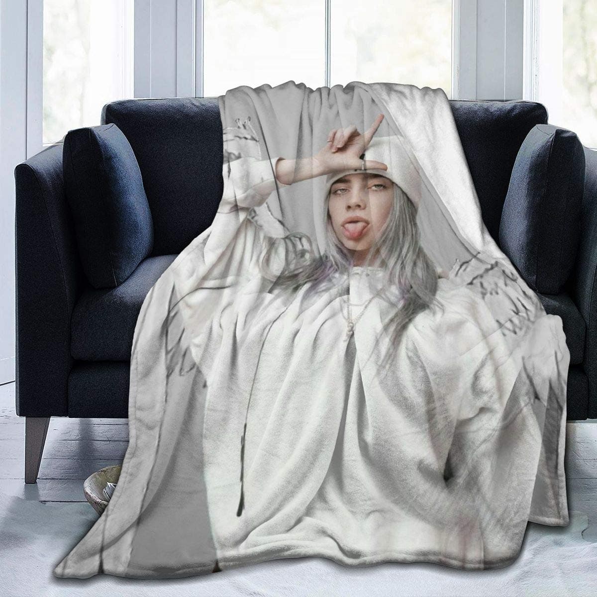 Small Pastry B-illie Eilish Throw Blanket Super Soft Bed Blanket Ultra-Soft for All Seasons Black 80"" x60