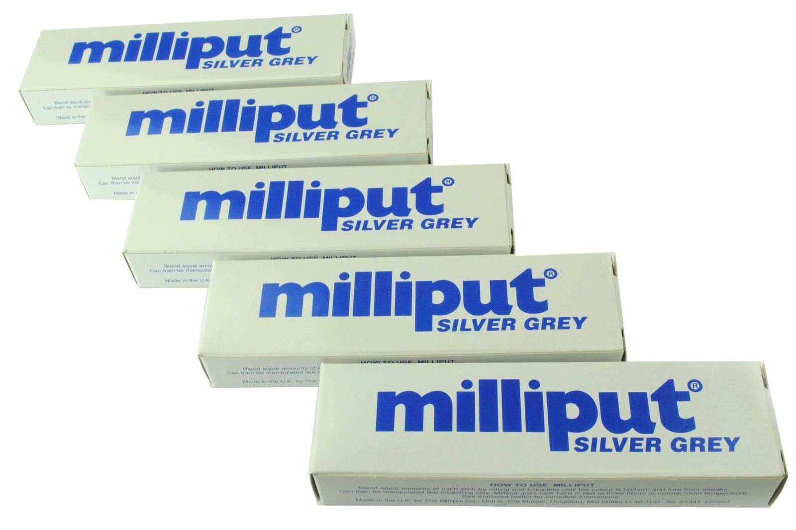 5 X Silver Grey Milliput Epoxy Putty. Sculpting, Modelling, Ceramics, Porcelain. (X1017d) Free UK Postage