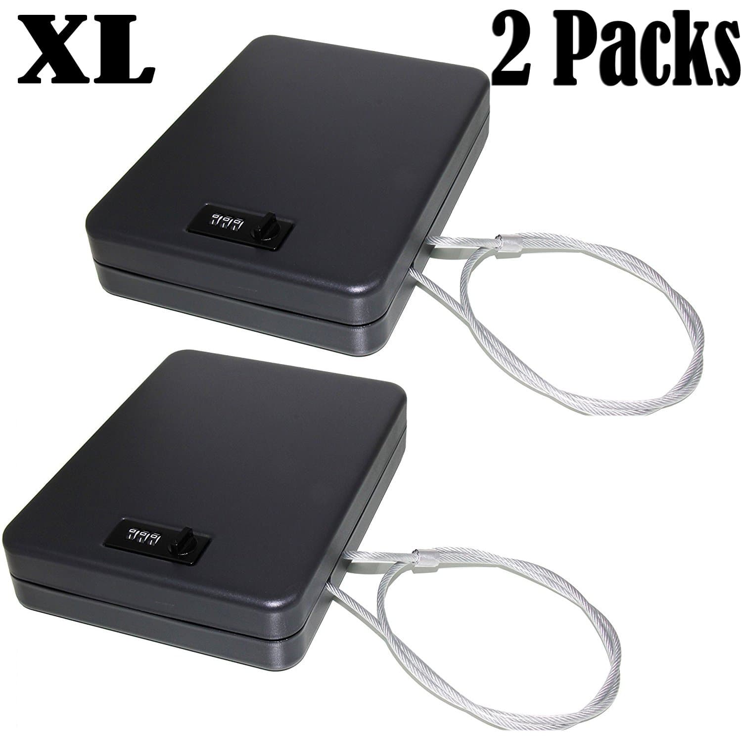 Pack of 2 X-Large Size Handgun Safe Vault Security Pistol Safety Case Combination Lock Box (Combo XL /2PCS)