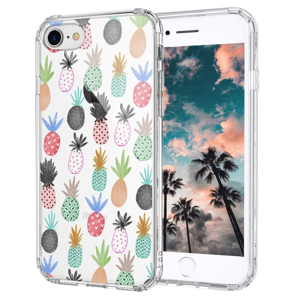 MOSNOVO Tropical Pineapple Pattern Designed for iPhone SE 2020 Case/Designed for iPhone 8 Case/Designed for iPhone 7 Case - Clear