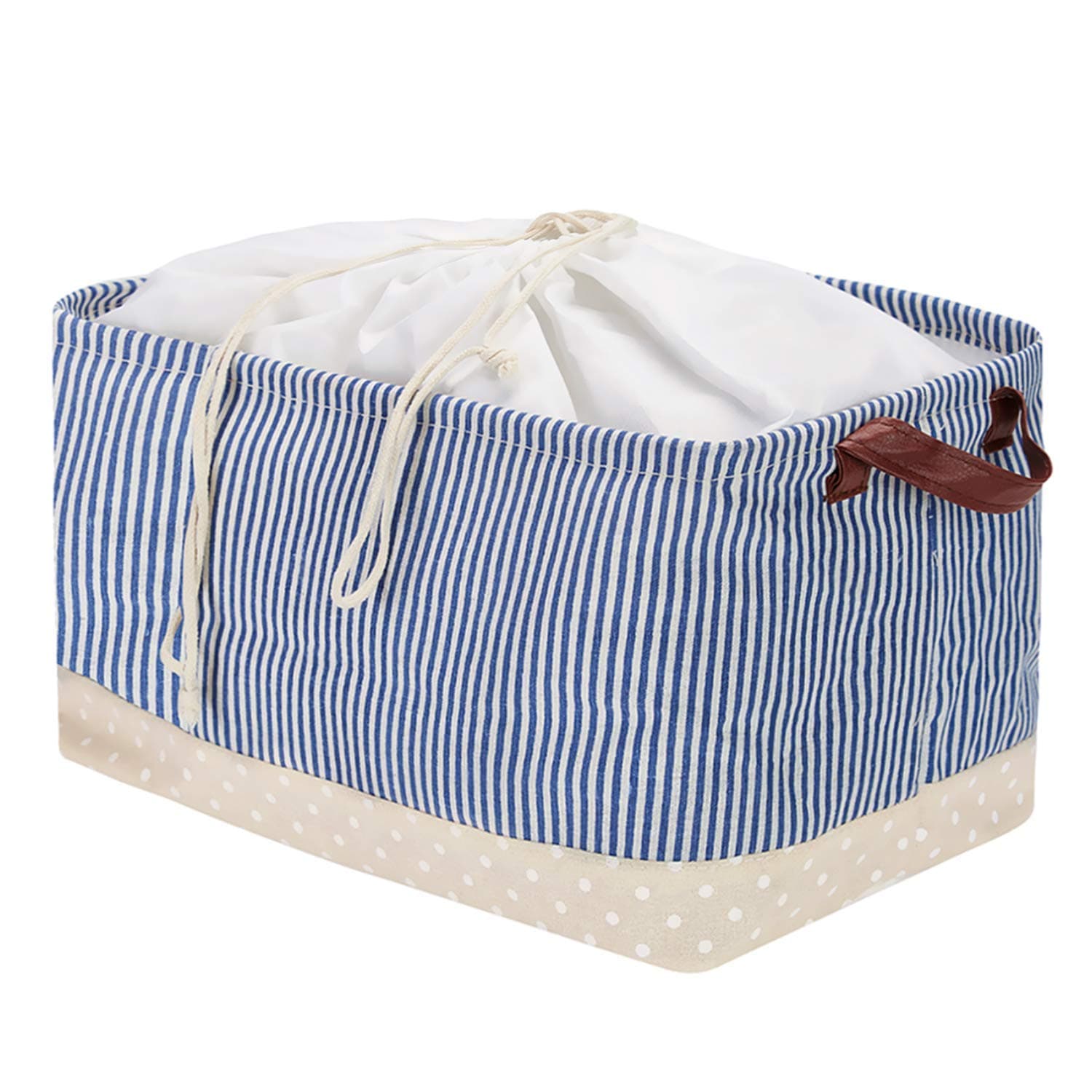 Mintlyfe 15" Square Fabric Storage Bin, Shelves Storage Basket with Handles, Gift Baskets for Baby Toys, Kid Toys, Baby Clothing, Books (Blue)