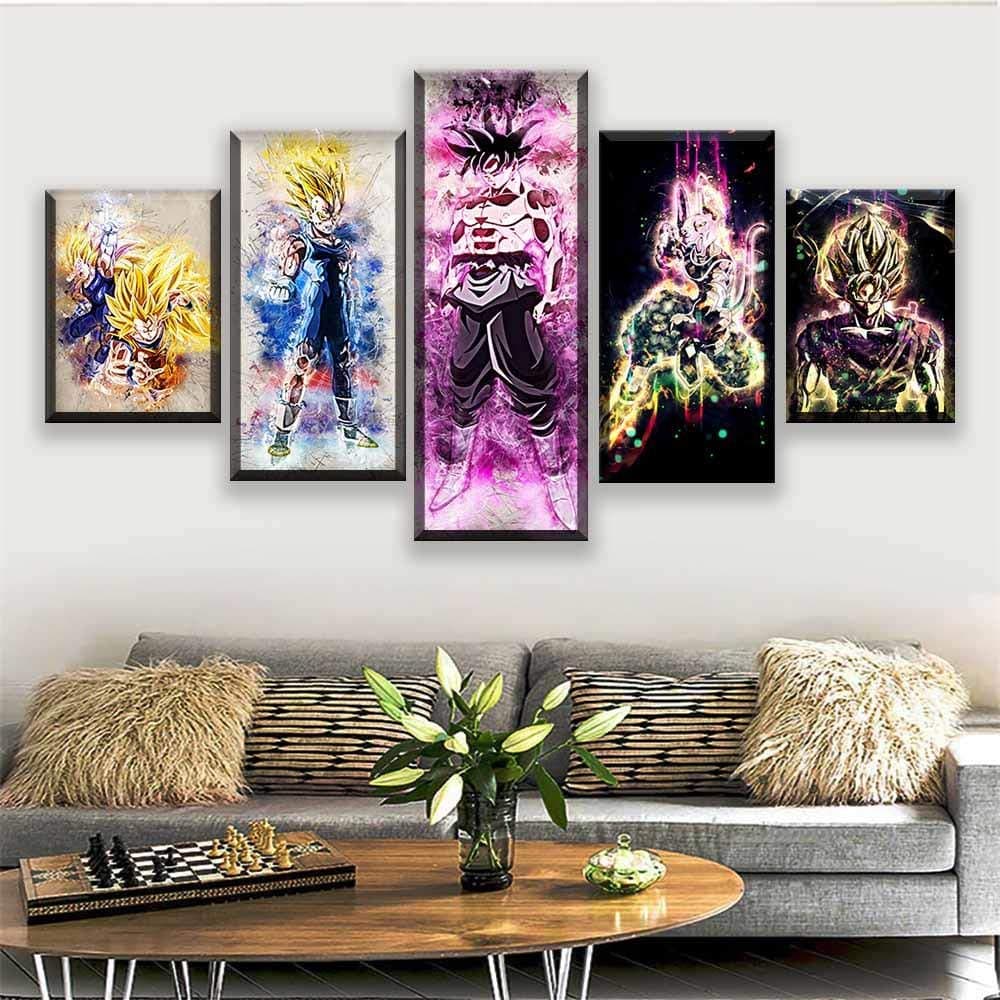 Modular Hd Prints Picture Home Decor 5 Panel Dragon Ball Z Goku Vegeta Painting Canvas Poster Wall Art for Living Room(Size)