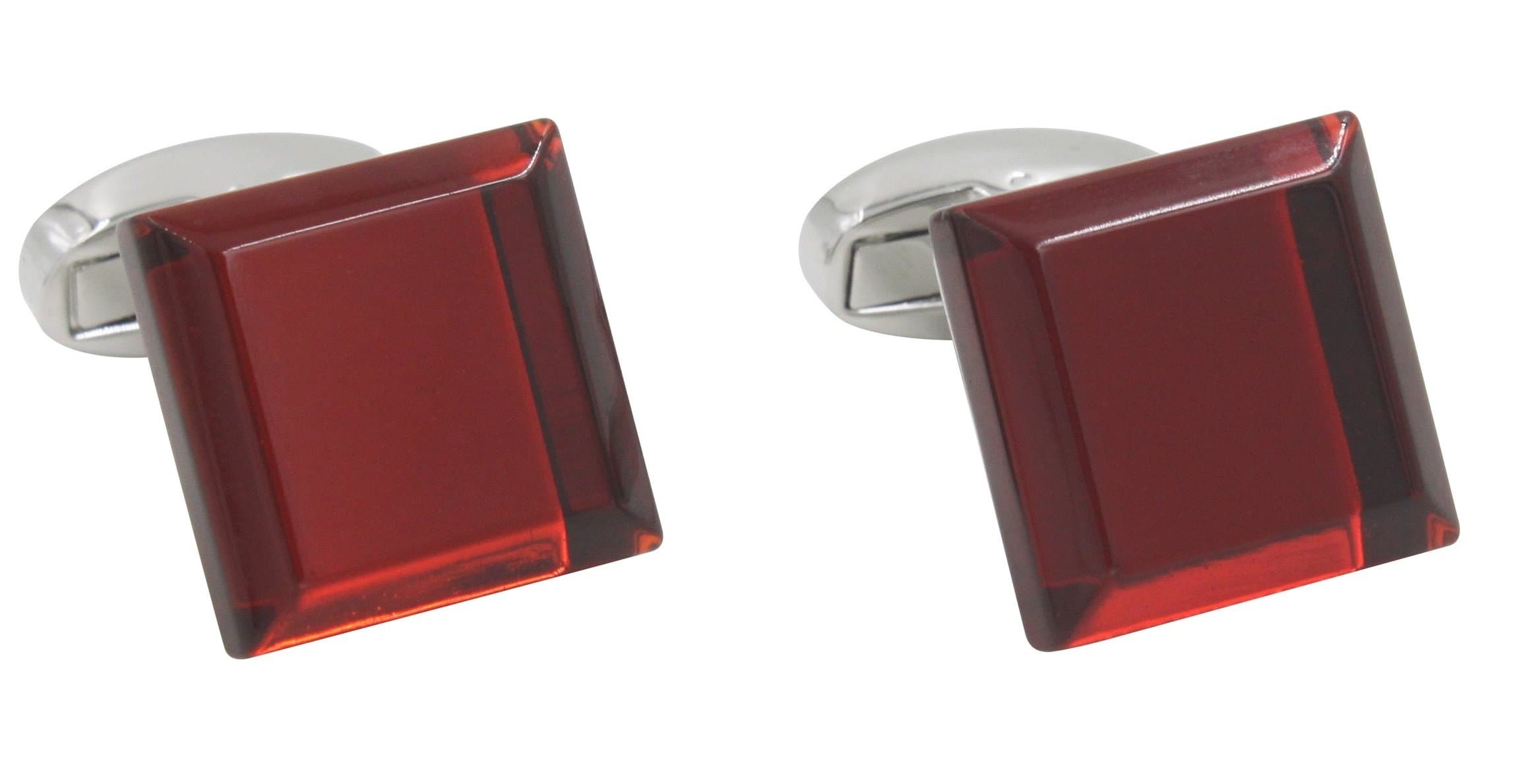 AUSCUFFLINKSRuby Anniversary Wedding Cufflinks | Bevelled Edge Red Cuff Links for Men | Inc Cufflinks Box