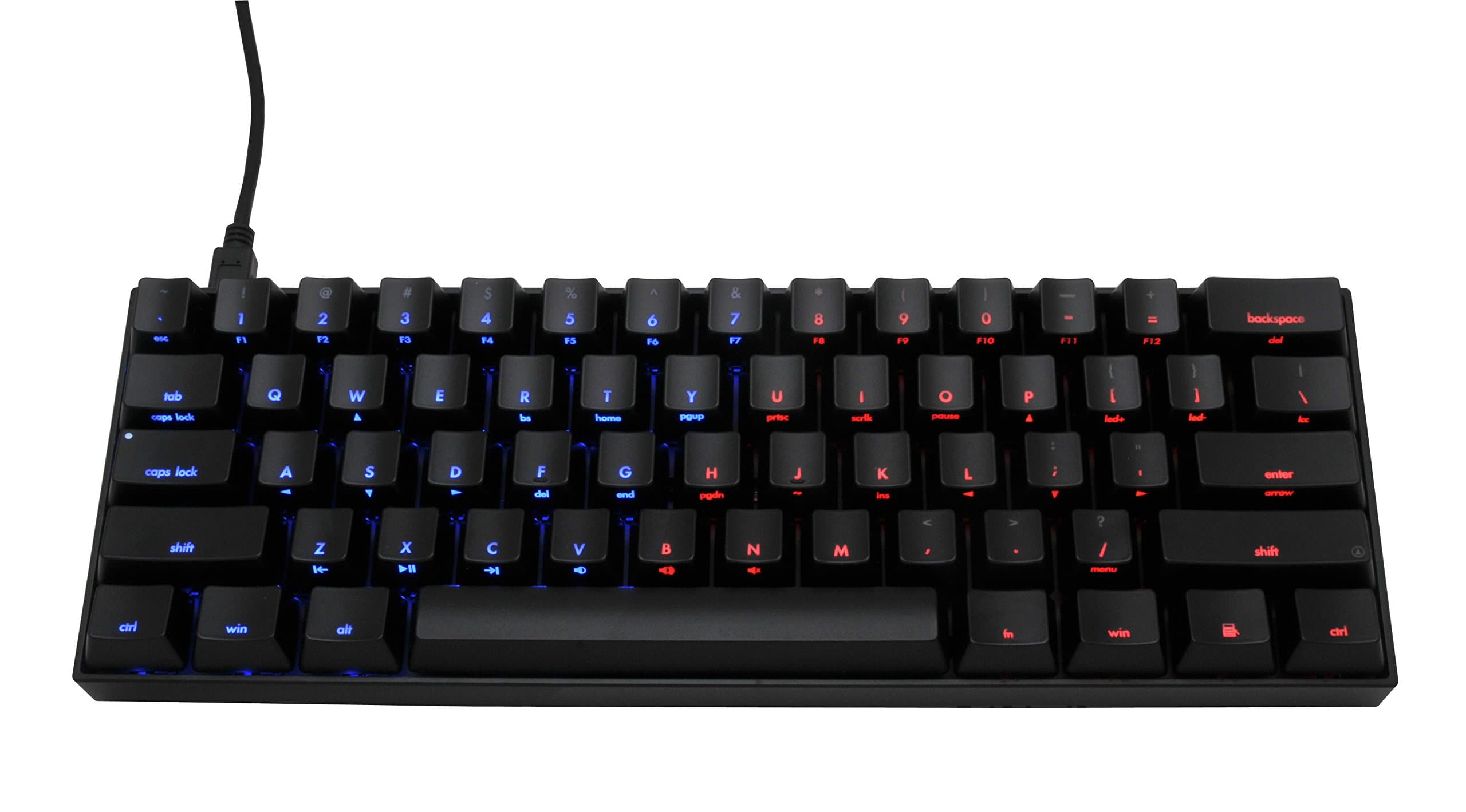 Mechanical Keyboard - KBP v60 - Black Case - Dual Light Blue/Red- Cherry Mx-Brown