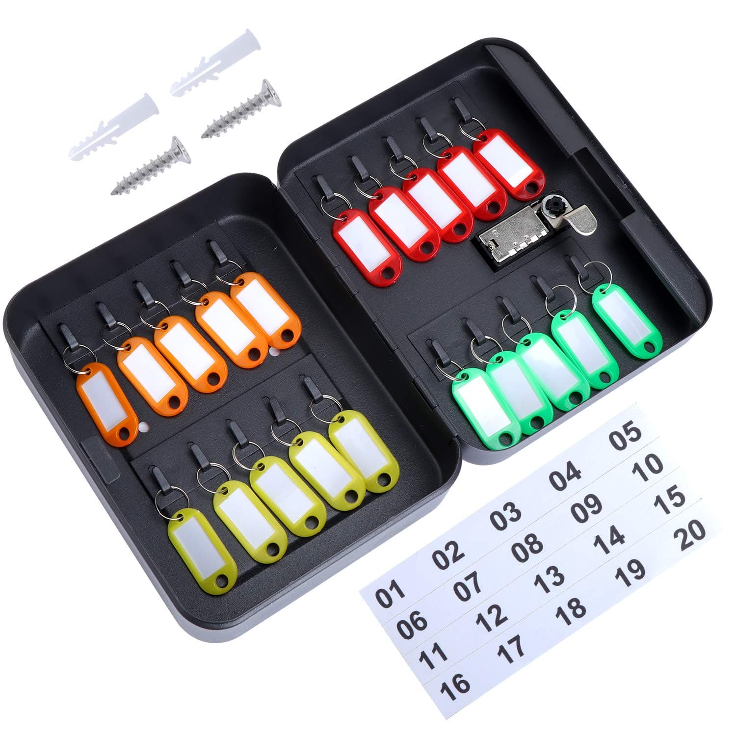 KEESIN Combination Lock Key Cabinet,Keys Hook Box,Wall Mounted Key Safe Storage (20 Hooks)