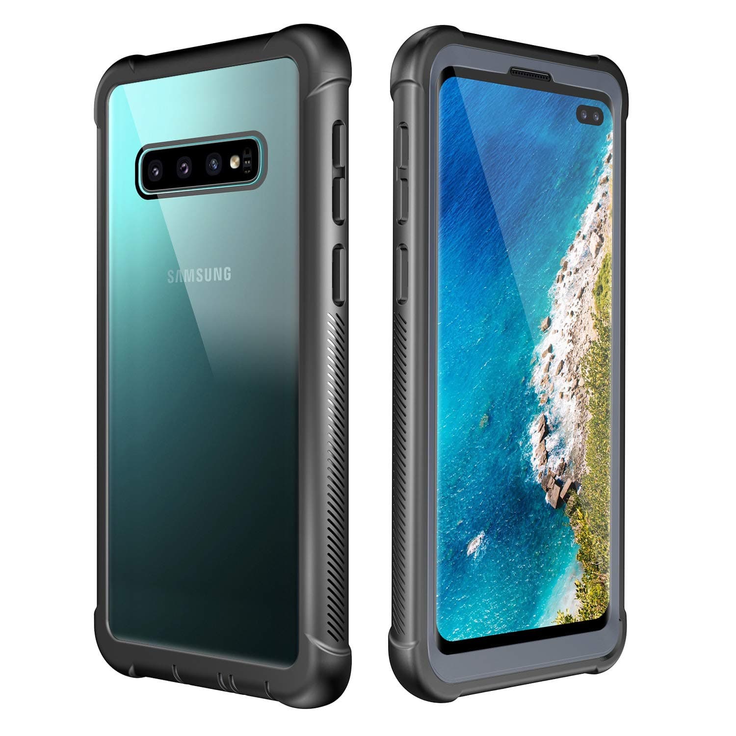 Eonfine Samsung Galaxy S10 Plus Case,Samsung S10 Plus case,Protective Scratch Resistant Phone Bumper Case for Samsung Galaxy S10 Plus 6.4 Inch (Black/Clear)