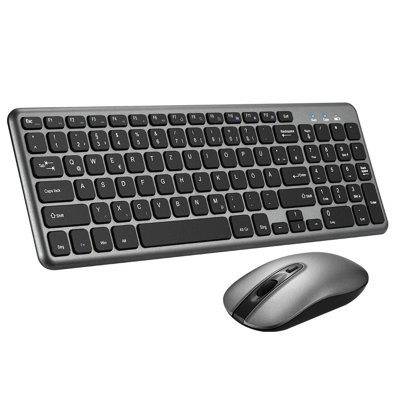 Wireless Keyboard and Mouse Set,【Scissor Key Design】Ergonomic 2.4G Cordless Keyboard&Mouse Combo with Nano USB Receiver for Computer PC Apple Mac Windows,QWERTY,UK Layout
